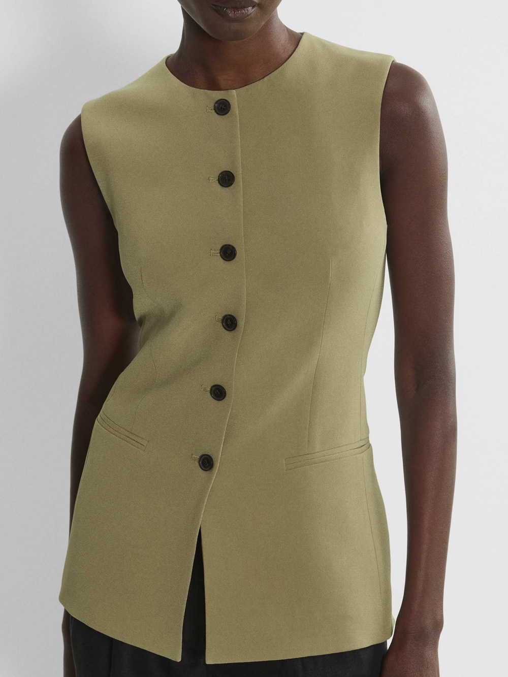 NWT Babaton Aritzia Juris Vest Sun-dried Olive Button Down Sz 8